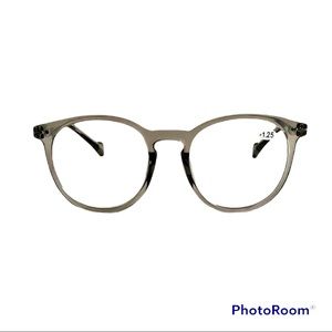 1.25 Grey Glasses Reading Oversized Round Frames Clear Lenses Designer Sexy Gray